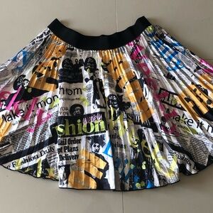 Fashion multi-color printed pleated skirt